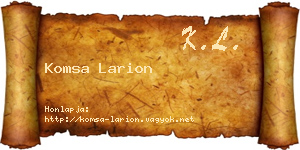 Komsa Larion névjegykártya